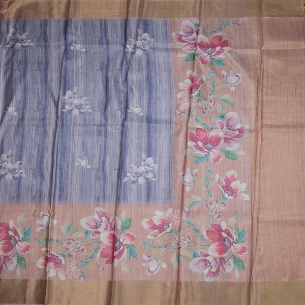 Raw Silk Multi Colour Floral Printed Saree 02