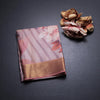 Raw Silk Peach Floral Printed Saree 04