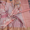 Raw Silk Peach Floral Printed Saree 04