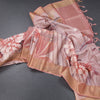 Raw Silk Peach Floral Printed Saree 04