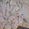 Raw Silk Grey Floral Printed Saree 03