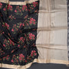 Pure Tussar Black Floral Printed Saree