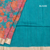 Pure Tussar Blue Floral Printed Saree 04