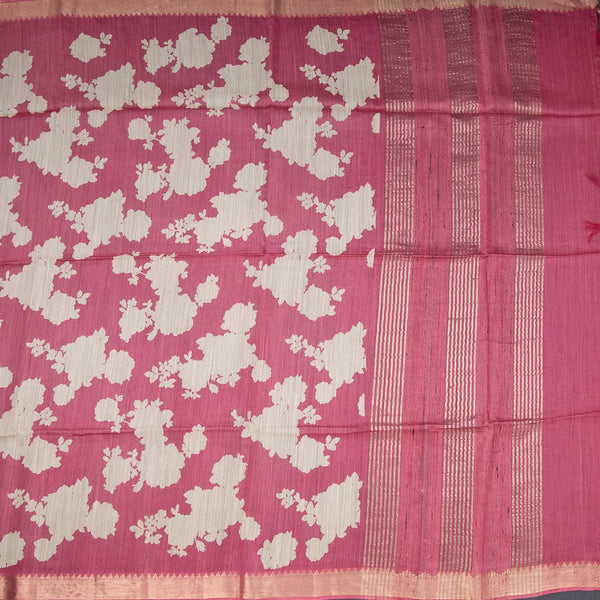 Pure Tussar Pink Printed Saree 02