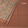 Raw Silk Grey Printed Saree 04