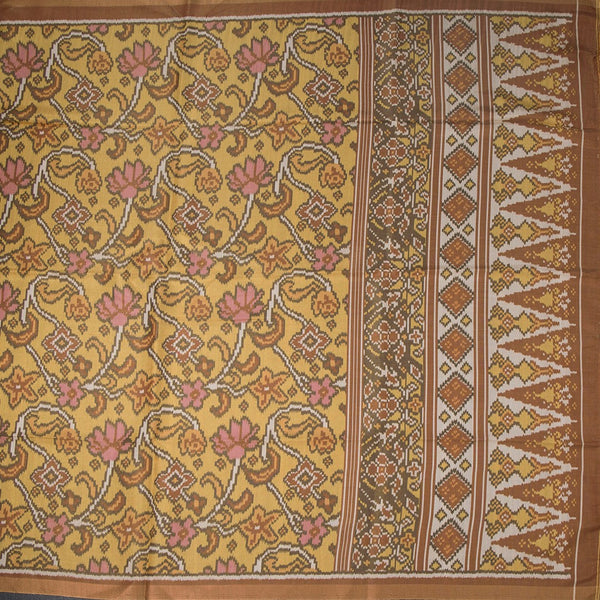 Raw Silk Yellow Printed Saree