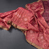 Raw Silk Dark Peach Printed Saree