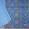 Silk Cotton Ice Blue Thread Work Saree