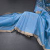 Silk Cotton Ice Blue Thread Work Saree