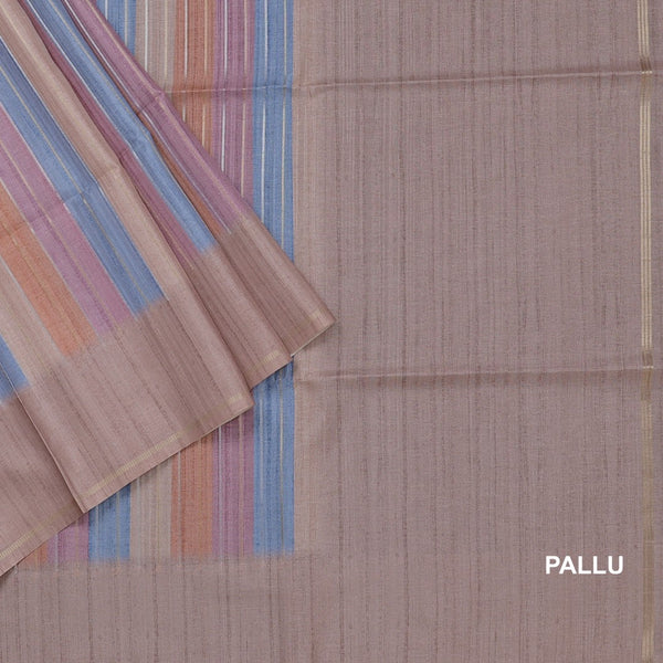 Raw Silk Multi colour Stripes Saree 02