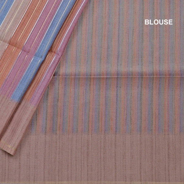 Raw Silk Multi colour Stripes Saree 02