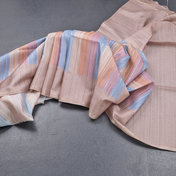 Raw Silk Multi colour Stripes Saree 02