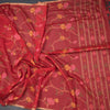 Silk Cotton Red Floral Thread Work Saree 02