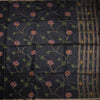 Silk Cotton Black Floral Thread Work Saree 02