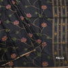 Silk Cotton Black Floral Thread Work Saree 02