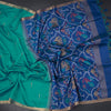 Silk Cotton Jade Green Thread Work Saree