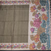 Raw Silk Mehandi Green Zari Checked Saree