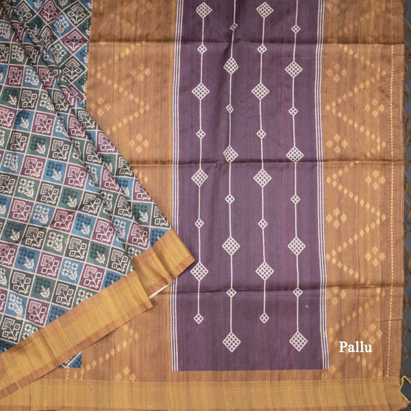 Raw Silk Multi Colour Printed Saree