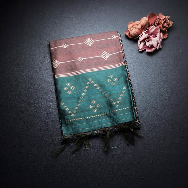 Raw Silk Multi Colour Printed Saree 02