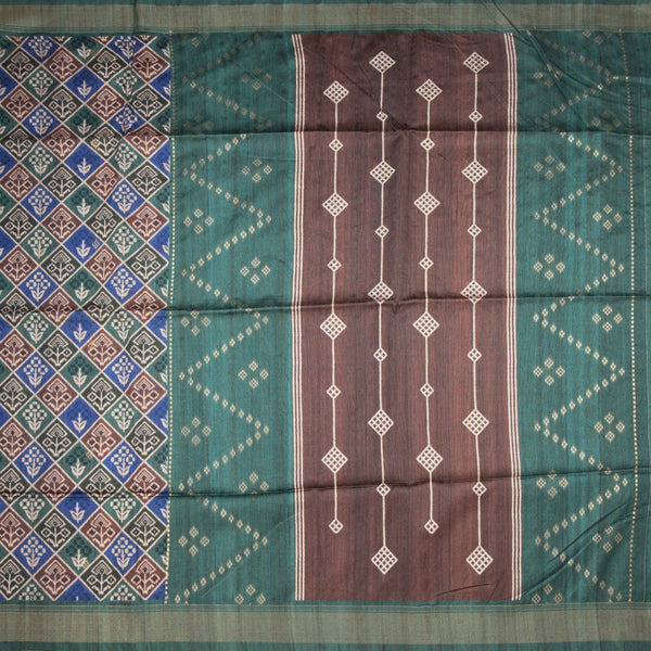 Raw Silk Multi Colour Printed Saree 02