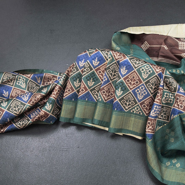 Raw Silk Multi Colour Printed Saree 02