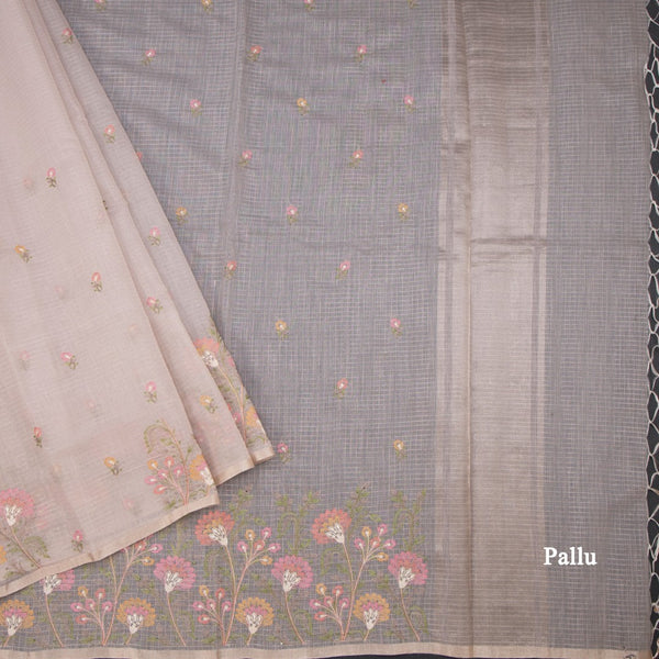 Kota Light Brown Thread Work Saree