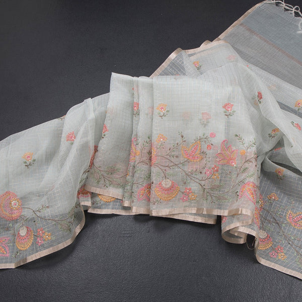 Kota Light Blue Thread Work Saree