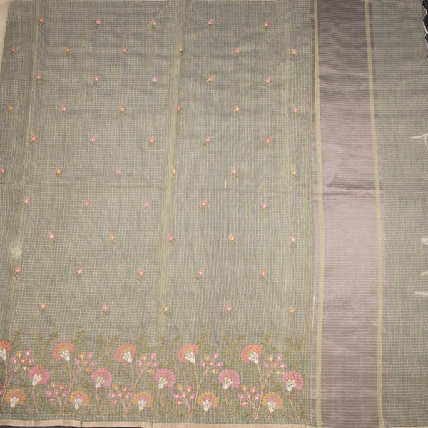 Kota Light Yellow Thread Work Saree