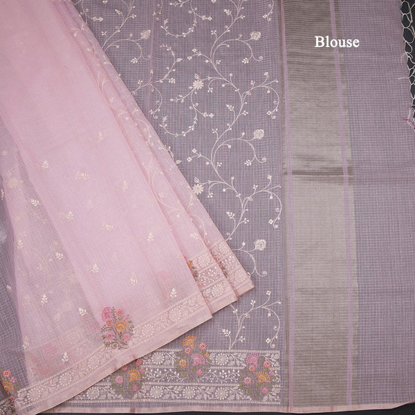 Kota Light Pink Thread Work Saree