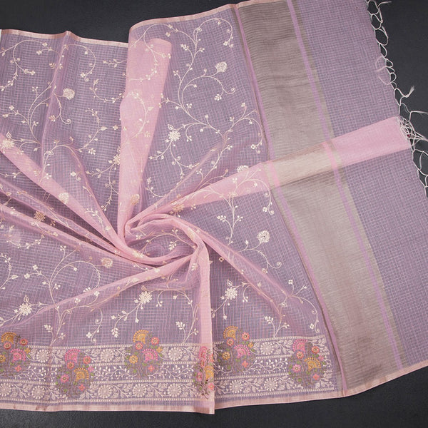 Kota Light Pink Thread Work Saree