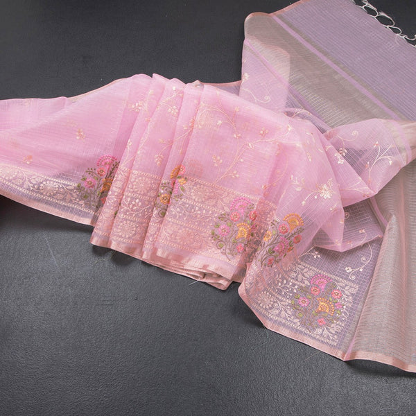 Kota Light Pink Thread Work Saree