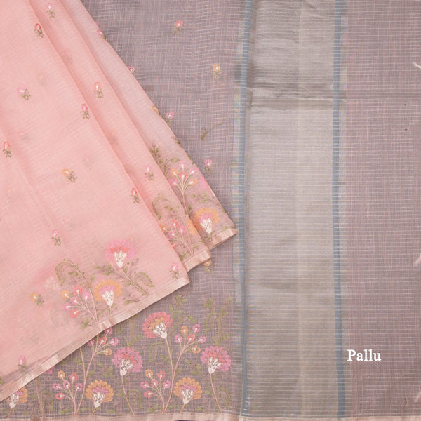 Kota Peach Thread Work Saree 02