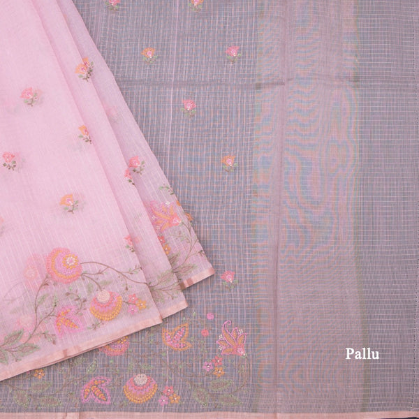 Kota Light Pink Thread Work Saree 02