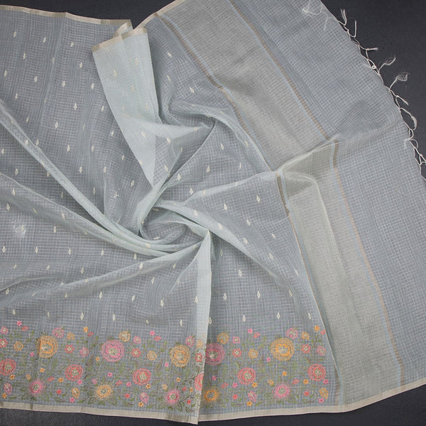 Kota Pale Green Thread Work Saree