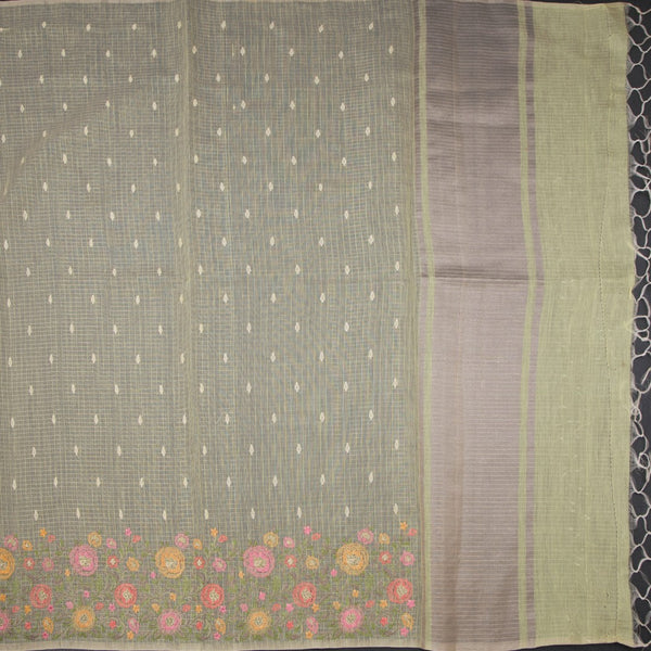 Kota Light Yellow Thread Work Saree 02