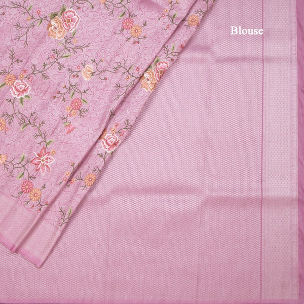 Banaras Lavender Zari With Thread Work Saree
