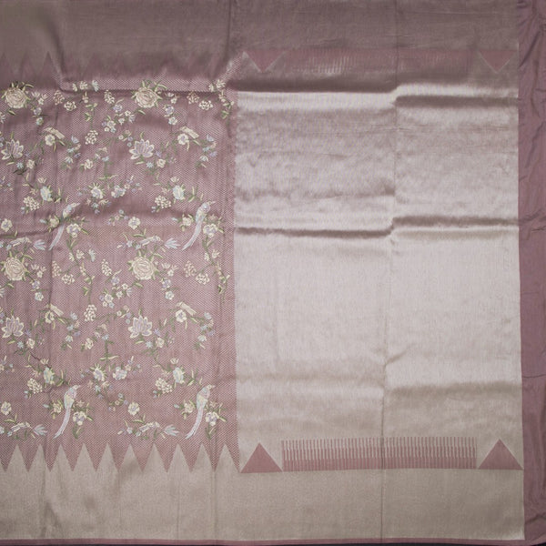 Banaras Lavender Zari With Thread Work Saree 02