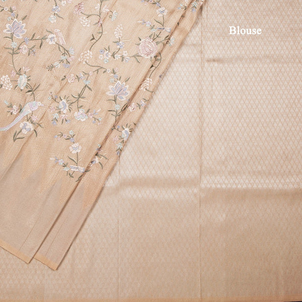 Banaras Sandal Zari With Thread Work Saree