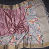 Raw Silk Light Maroon Floral Printed Saree