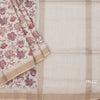 Raw Silk Cream Floral Printed Saree 06