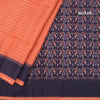 Raw Silk Dark Orange Zari Checked Saree