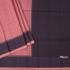 Raw Silk Dark Peach Zari Checked Saree