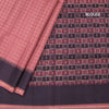 Raw Silk Dark Peach Zari Checked Saree