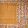 Raw Silk Golden Brown Zari Checked Saree