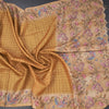 Raw Silk Golden Brown Zari Checked Saree