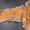 Raw Silk Golden Brown Zari Checked Saree
