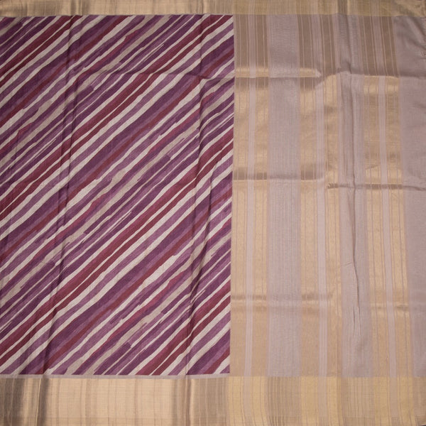 Raw Silk Multi Colour Stripes Printed Saree 02
