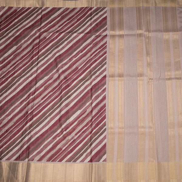 Raw Silk Multi Colour Stripes Printed Saree 03