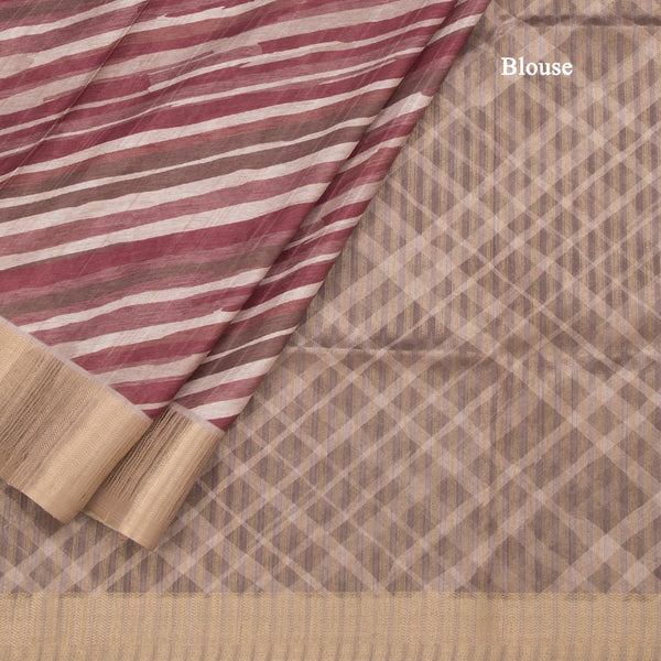 Raw Silk Multi Colour Stripes Printed Saree 03