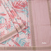 Raw Silk Baby Pink Leaf Printed Saree